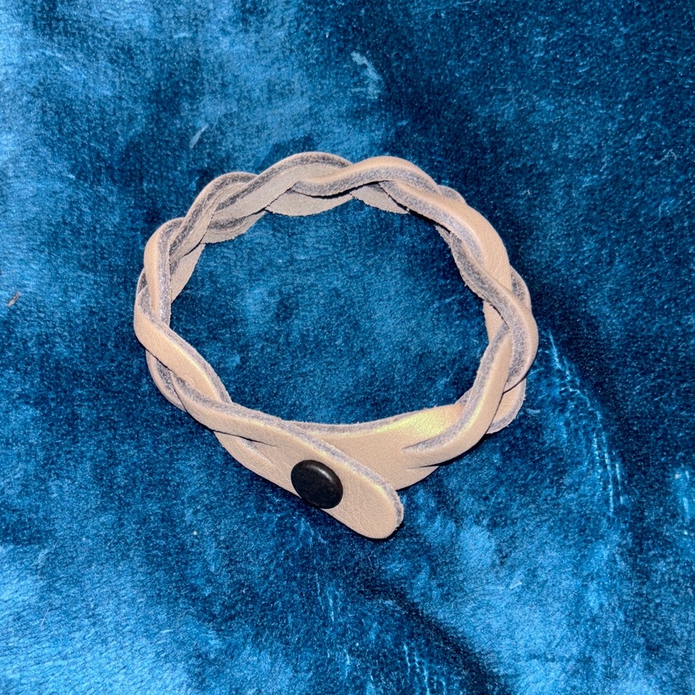Braided Leather Bracelet with Button Closure